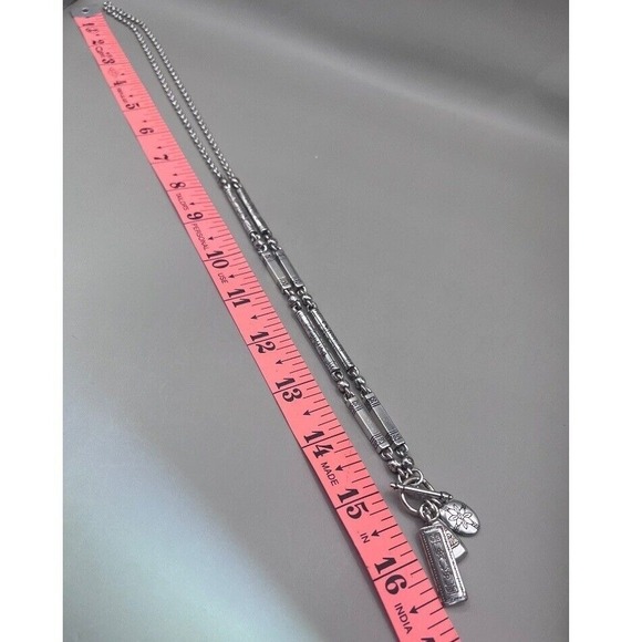 Brighton Silver Plated Charm Necklace Toggle Clasp Pendant Tassle Scroll Chain‎ - Picture 8 of 8